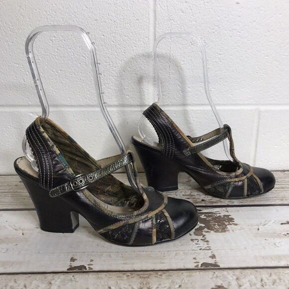 BOBBI BLU Womens 'Lola' 30's Style T-strap Brown Leather 3.5" Heel Size 8.5 M - Picture 3 of 12